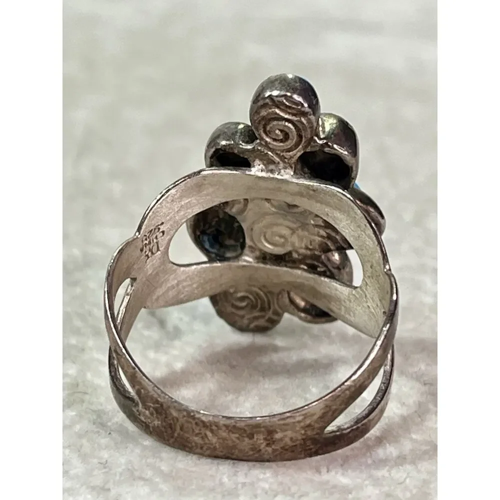Jay King DTR 925 Sterling Silver Turquoise Cluster Ring Sz 10 Vintage - Picture 7 of 12